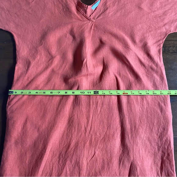 Filosofia Women’s 100% Linen Dress Spice Orange Double V-Neck Pockets Size XS - Picture 11 of 13